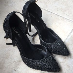 Women’s Black Dress Shoe Strap 3” Heel. New